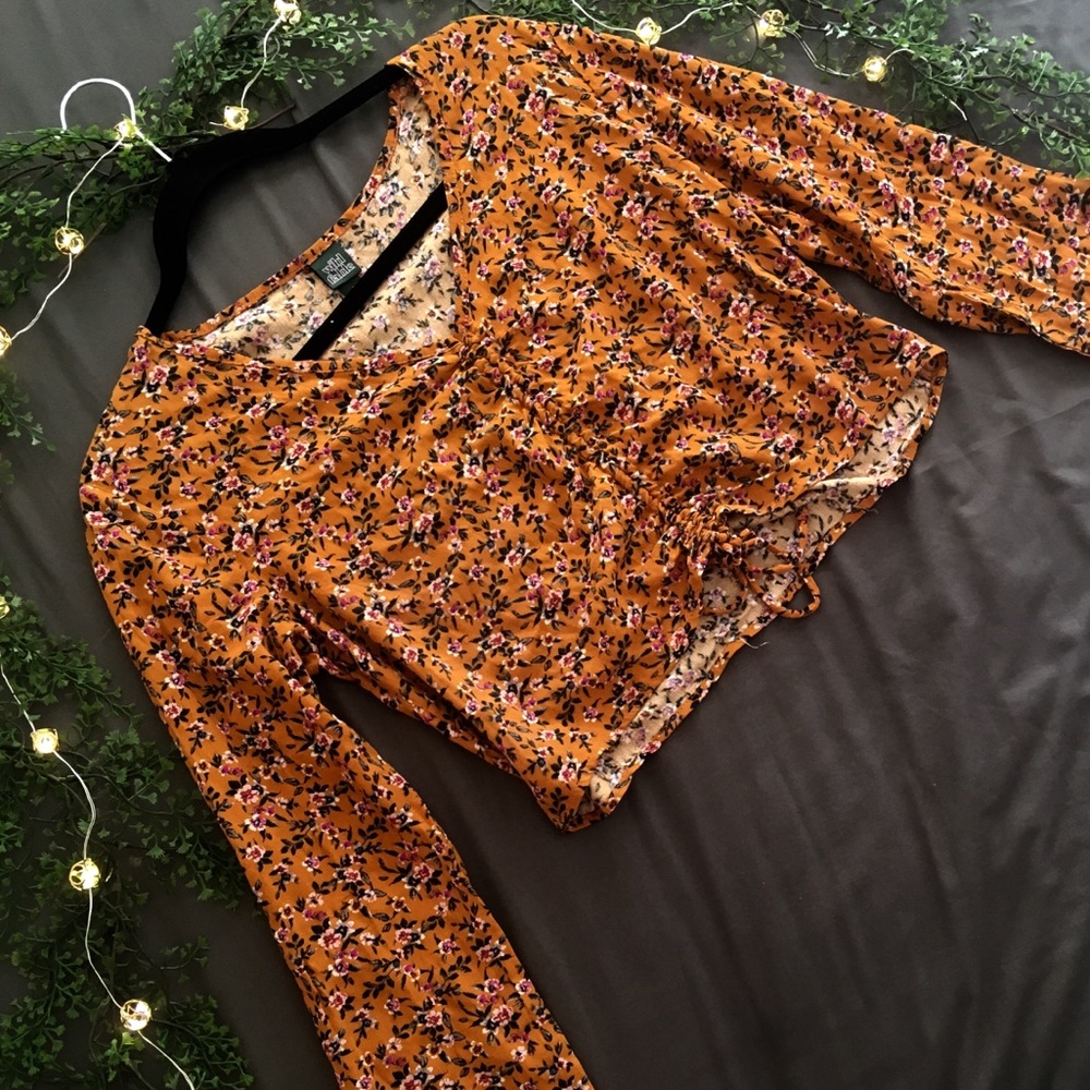 (4 for 25) long sleeve crop top: mustard yellow